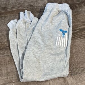 Gray Kids Joggers with Blue Emblem